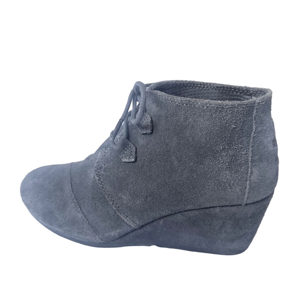 TOMS Kala Grey Suede Wedge Ankle Bootie Boots - Picture 2 of 6